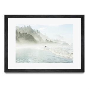 Giant Art 24x36 Suhrie - Catching the Morning Surf Matted and Framed in White