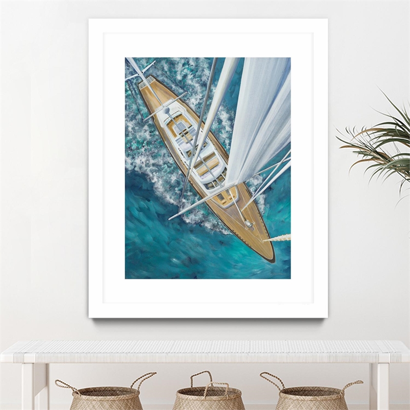 Giant Art 30x40 Sailing Around The World Matted and Framed in Pink
