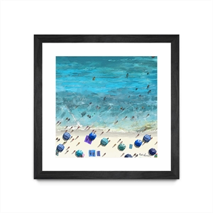 Giant Art 36x36 Hot Summer Beach Matted and Framed in Multi-Color