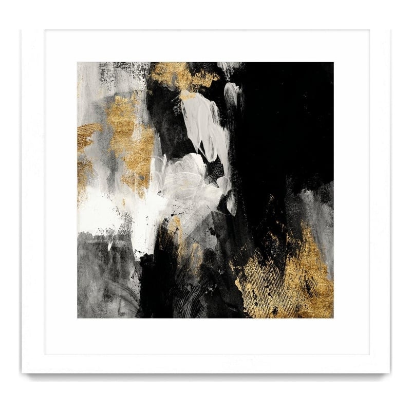 Giant Art 36x36 Neutral Gold Collage III Matted and Framed in Multi-Color