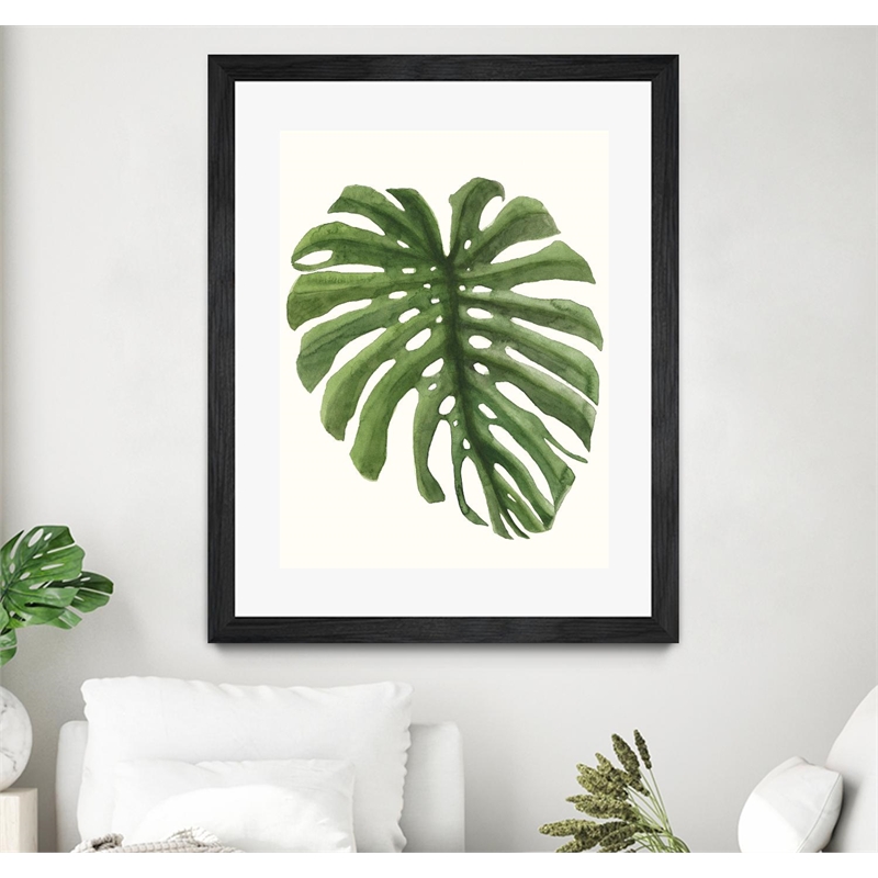 Giant Art 30x40 Tropical Breeze Leaves I Matted and Framed in White