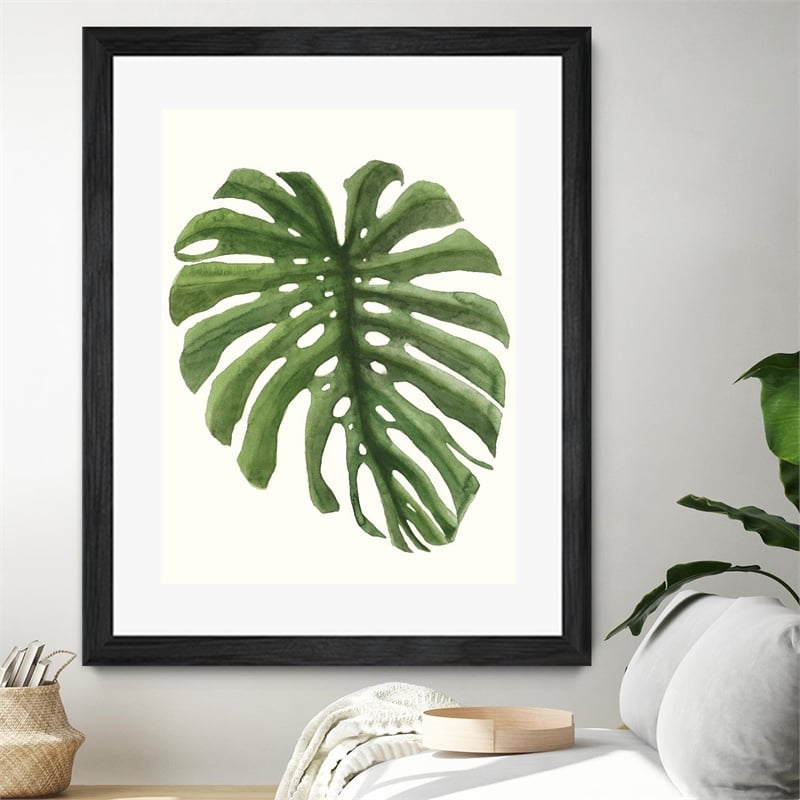 Giant Art 30x40 Tropical Breeze Leaves I Matted and Framed in White