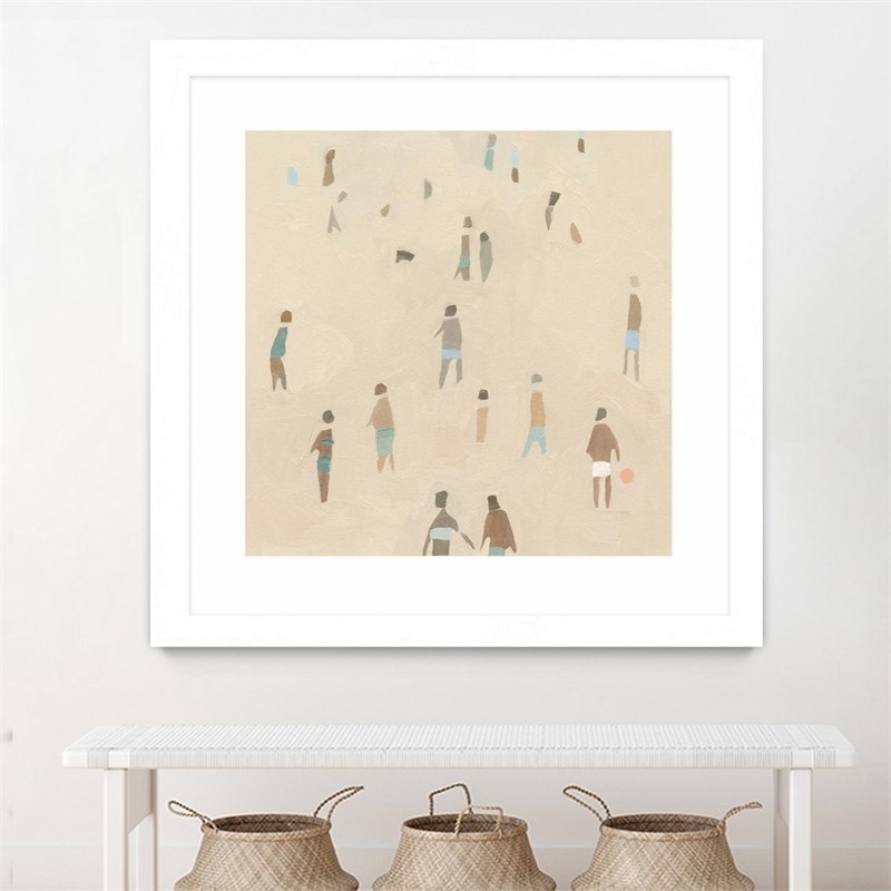 Giant Art 36x36 Beach Goer IV Matted and Framed in White