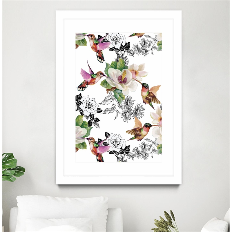 Giant Art 24x36 Colibris Matted and Framed in Multi-Color