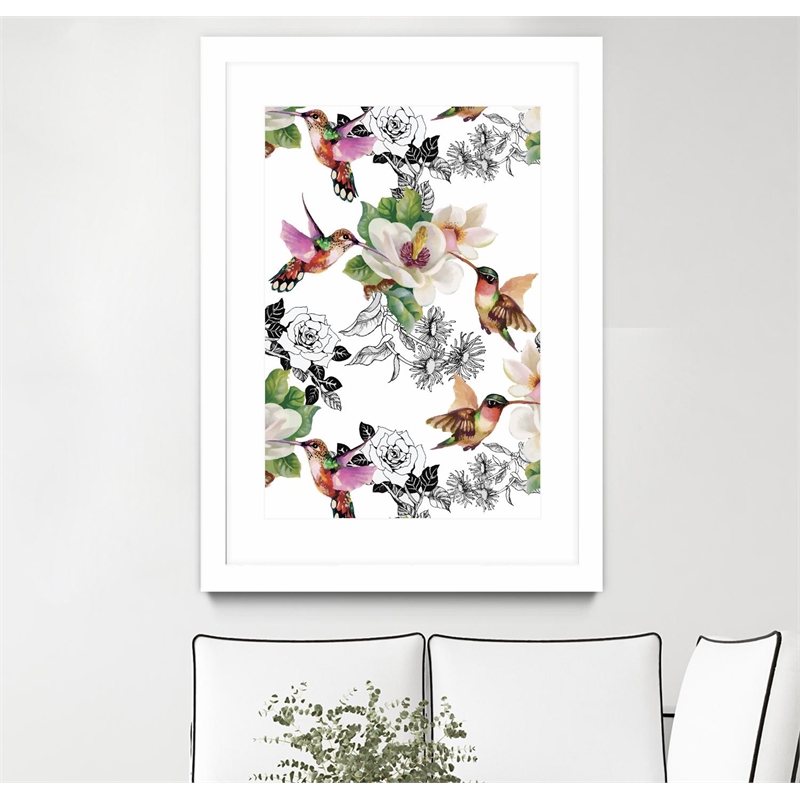 Giant Art 24x36 Colibris Matted and Framed in Multi-Color