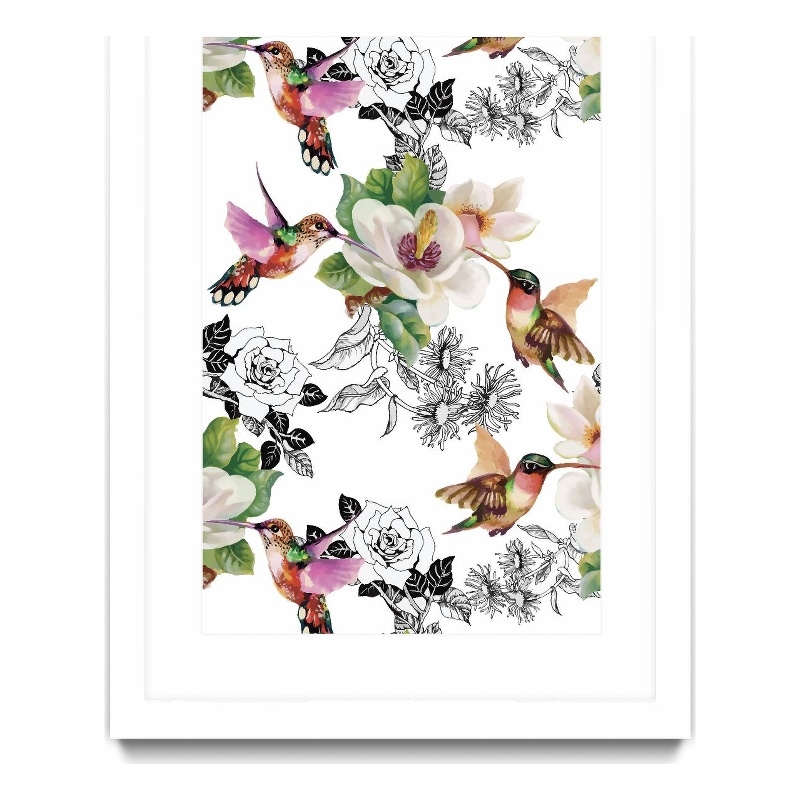 Giant Art 24x36 Colibris Matted and Framed in Multi-Color