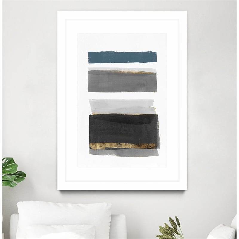 Giant Art 24x36 Stacked Stripes II Matted and Framed in Multi-Color