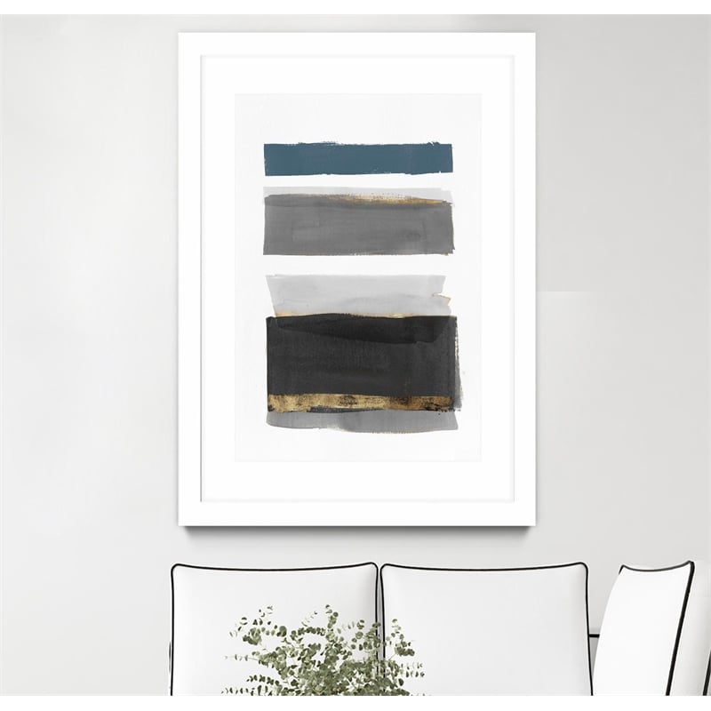 Giant Art 24x36 Stacked Stripes II Matted and Framed in Multi-Color