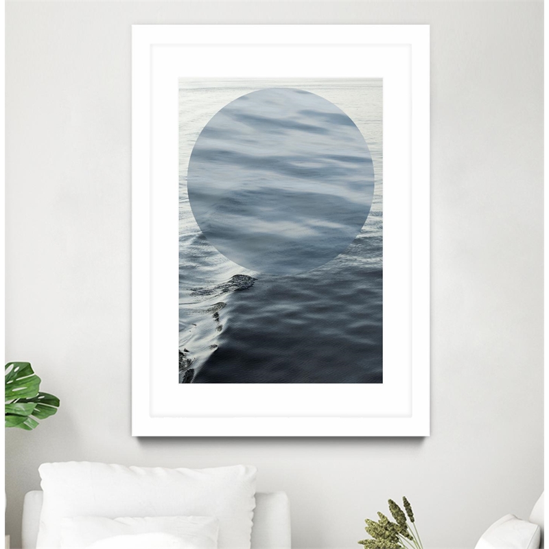Giant Art 24x36 Round Geometric Matted and Framed in Multi-Color