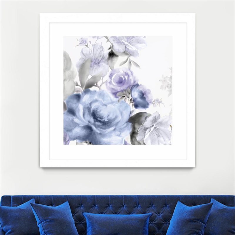 Giant Art 30x30 Light Floral I Matted and Framed in Purple