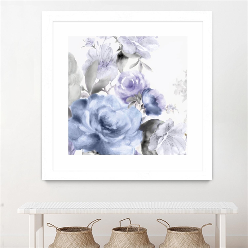 Giant Art 30x30 Light Floral I Matted and Framed in Purple