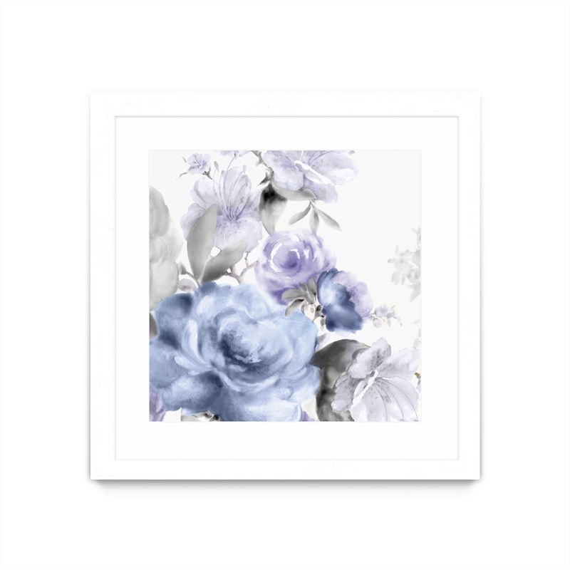 Giant Art 30x30 Light Floral I Matted and Framed in Purple