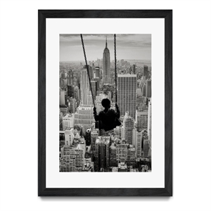 Giant Art 24x36 Playground swings by GEN Z Matted and Framed in Multi-Color
