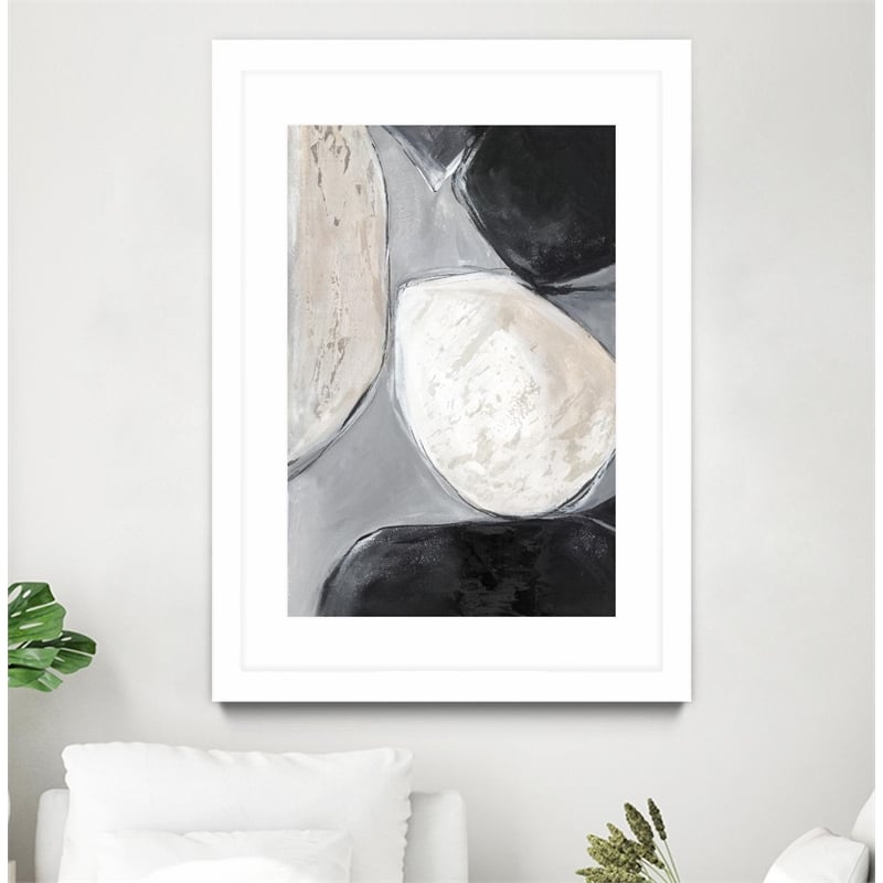Giant Art 24x36 Falling Rocks II Matted and Framed in Multi-Color