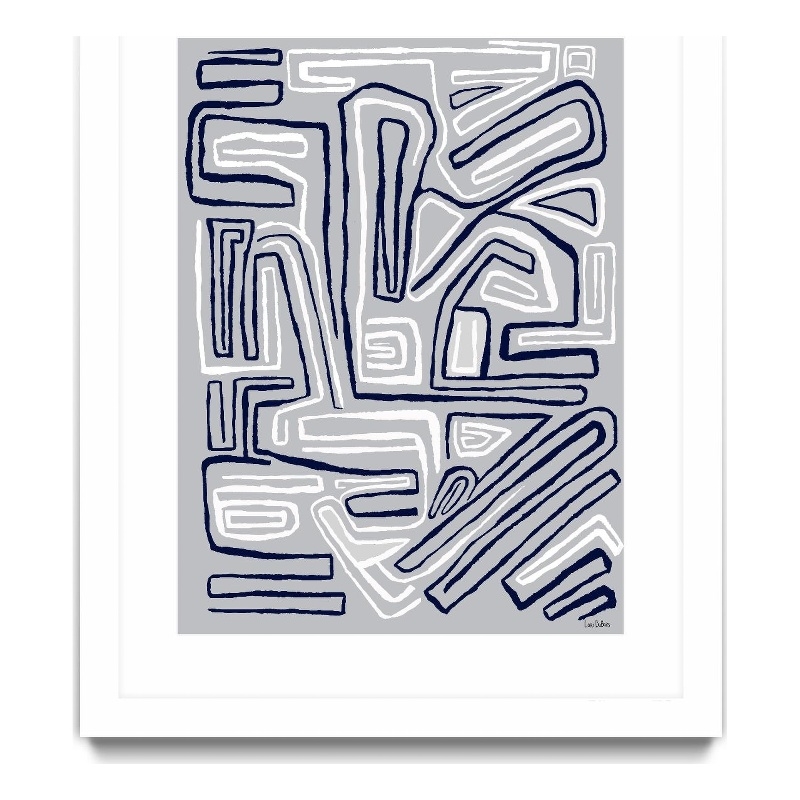 Giant Art 30x40 Centric -Blue Ice - 8 Matted and Framed in White