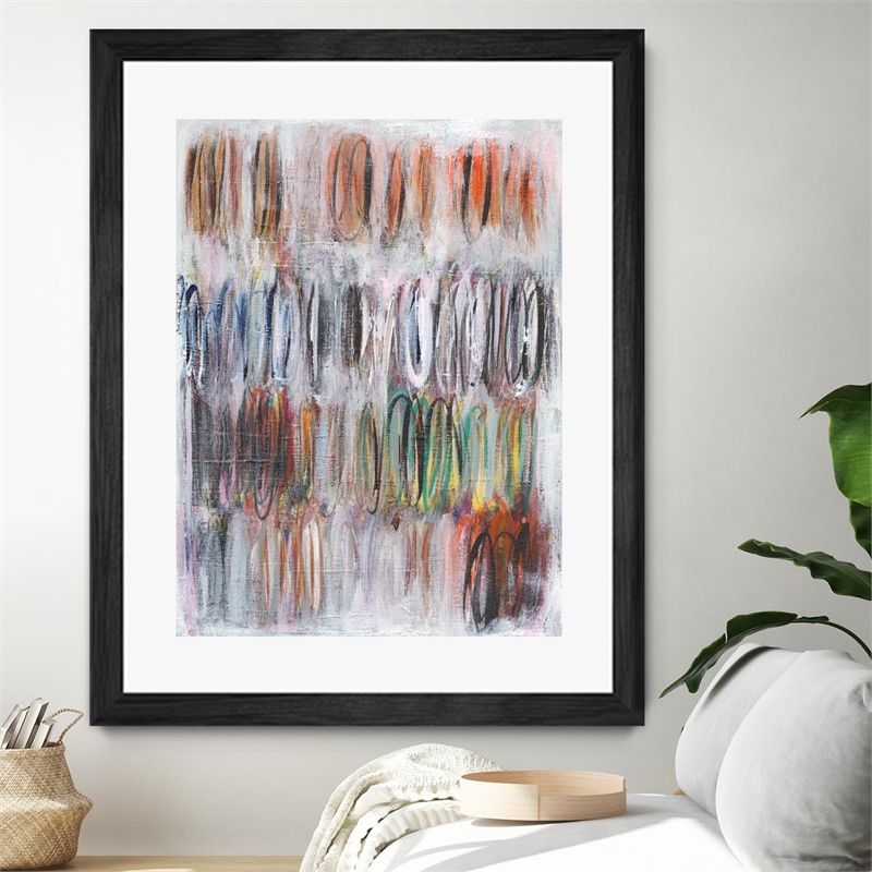 Giant Art 24x32 Paint Scribble II Matted and Framed in Multi-Color