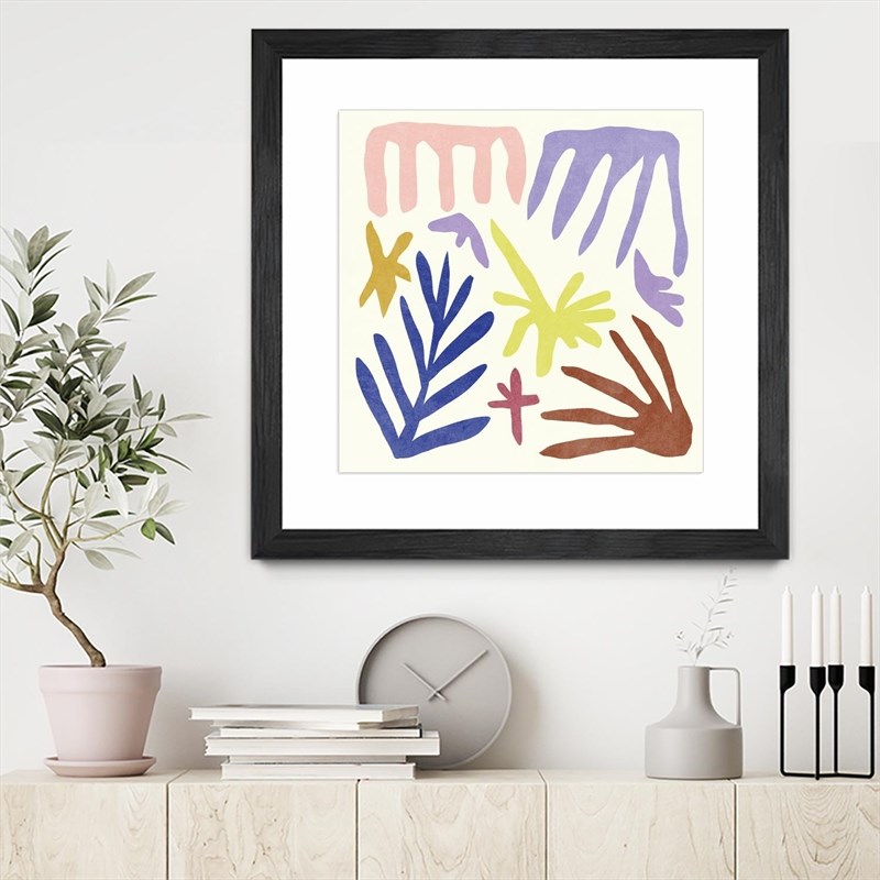 Giant Art 30x30 Coral Construction II Matted and Framed in Pink