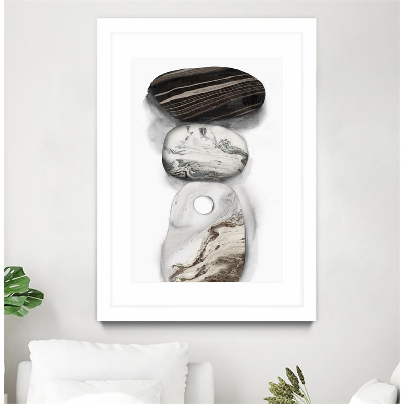 Giant Art 24x36 Majestic Rocks I Matted and Framed in White