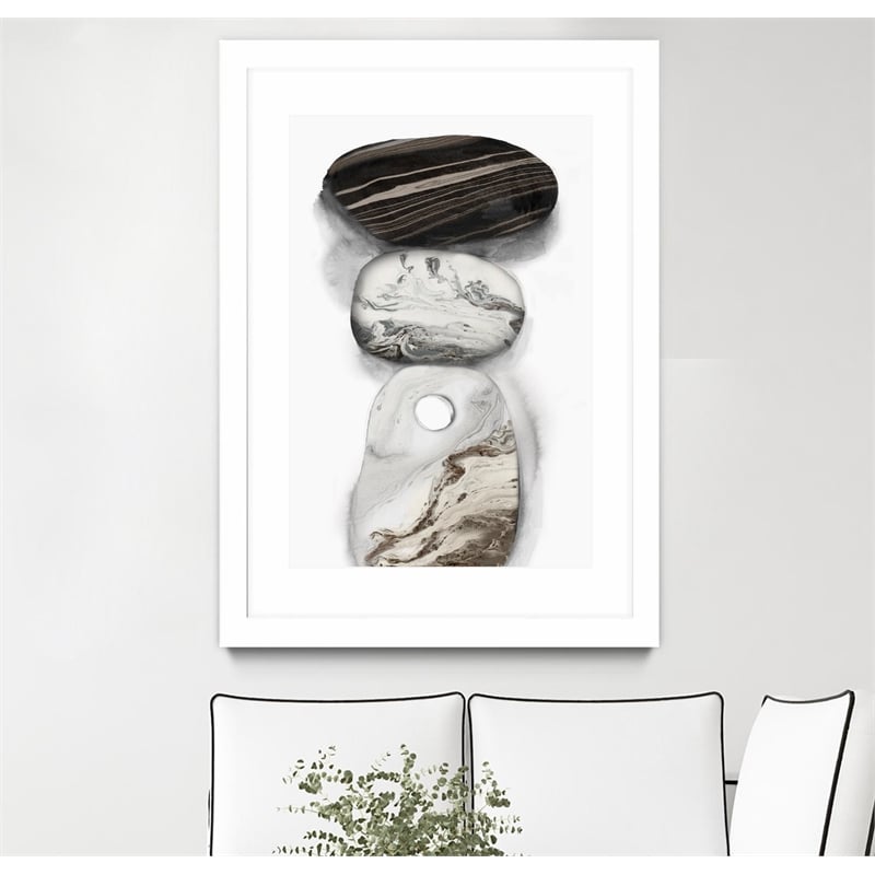 Giant Art 24x36 Majestic Rocks I Matted and Framed in White