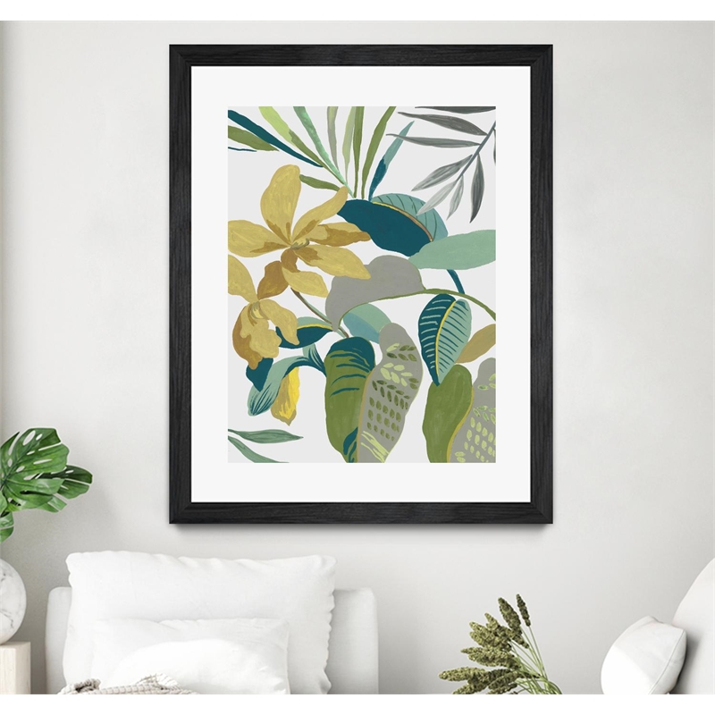 Giant Art 30x40 Tropic Florals I Matted and Framed in Multi-Color