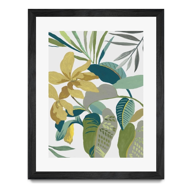 Giant Art 30x40 Tropic Florals I Matted and Framed in Multi-Color