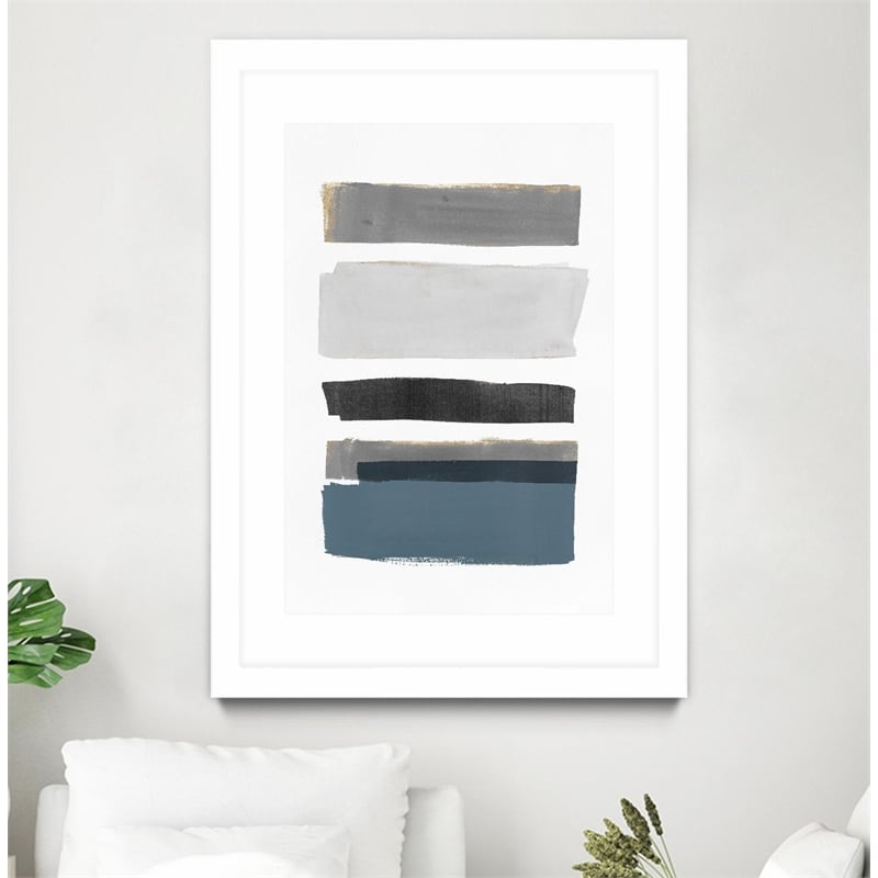 Giant Art 24x36 stacked Stripes I Matted and Framed in Multi-Color
