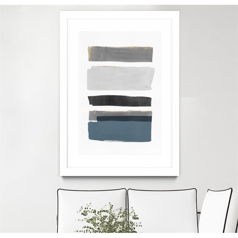 Giant Art 24x36 stacked Stripes I Matted and Framed in Multi-Color