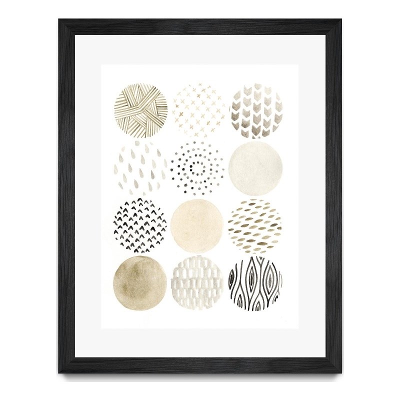Giant Art 24x32 Neutral Pattern Play I Matted and Framed in Multi-Color
