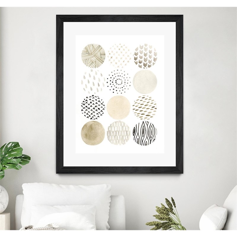 Giant Art 24x32 Neutral Pattern Play I Matted and Framed in Multi-Color