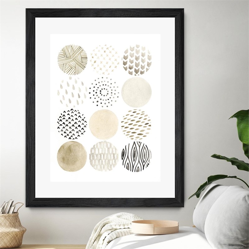 Giant Art 24x32 Neutral Pattern Play I Matted and Framed in Multi-Color