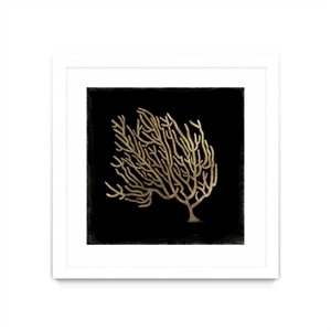 Giant Art 30x30 Gold Coral II Matted and Framed in Multi-Color