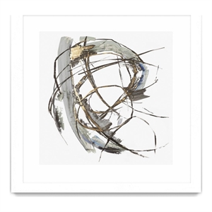 Giant Art 36x36 Gestural Gold I Matted and Framed in Multi-Color