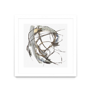 Giant Art 30x30 Gestural Gold I Matted and Framed in Multi-Color