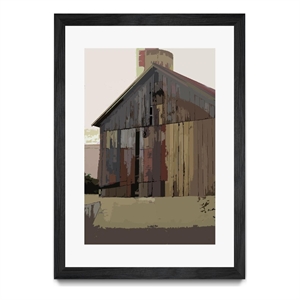 Giant Art 24x36 Country Barn II Matted and Framed in Pink