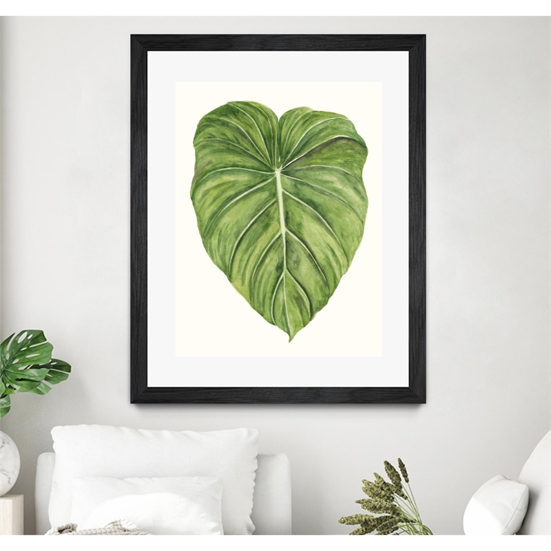 Giant Art 30x40 Tropical Breeze Leaves II Matted and Framed in White