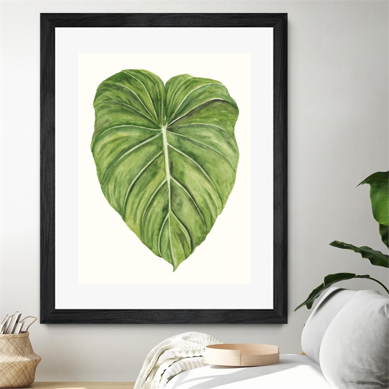 Giant Art 30x40 Tropical Breeze Leaves II Matted and Framed in White