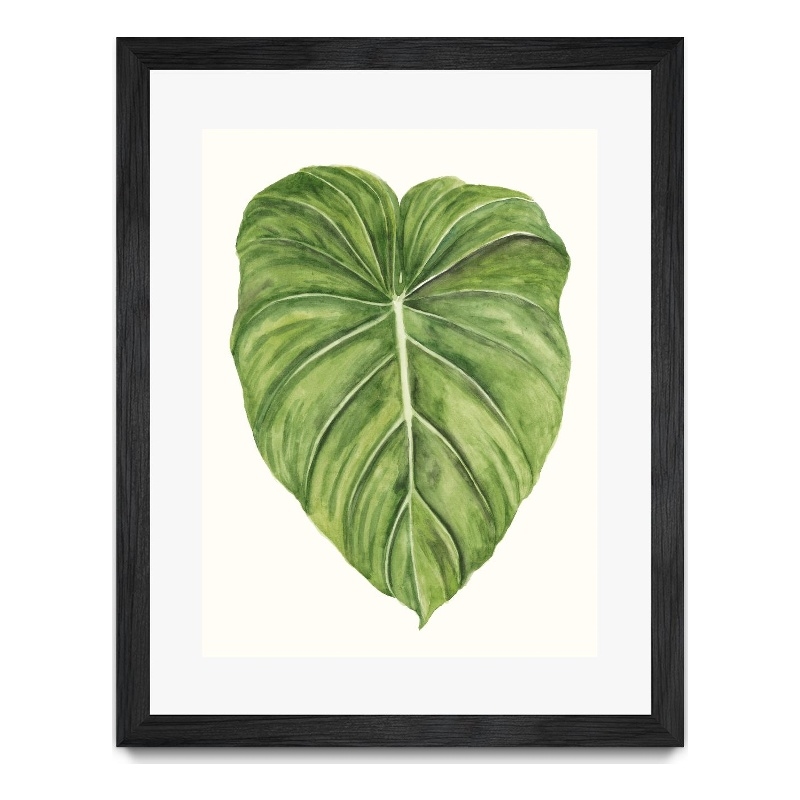 Giant Art 30x40 Tropical Breeze Leaves II Matted and Framed in White