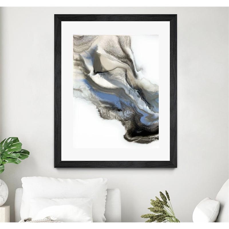 Giant Art 24x32 Green And Blue Wave Matted and Framed in Multi-Color