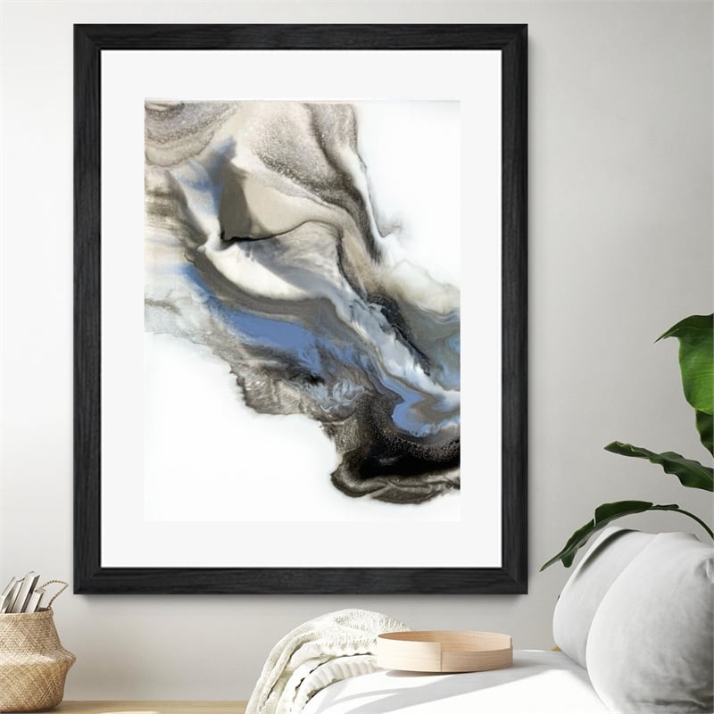 Giant Art 24x32 Green And Blue Wave Matted and Framed in Multi-Color