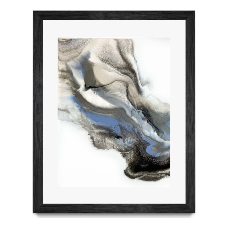 Giant Art 24x32 Green And Blue Wave Matted and Framed in Multi-Color