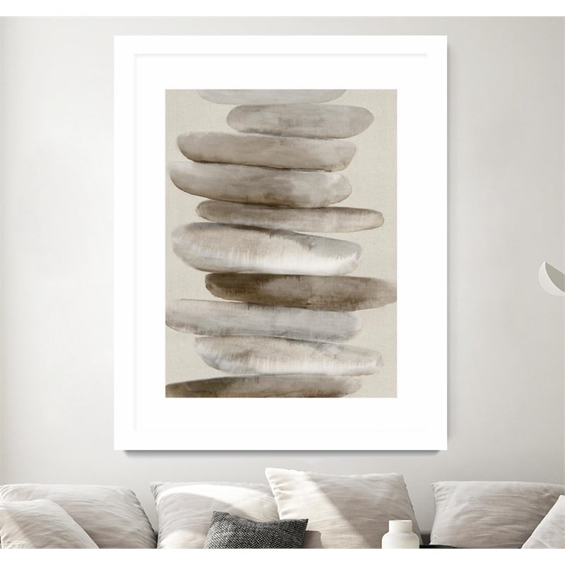 Giant Art 30x40 Stacked Rocks II Matted and Framed in Multi-Color
