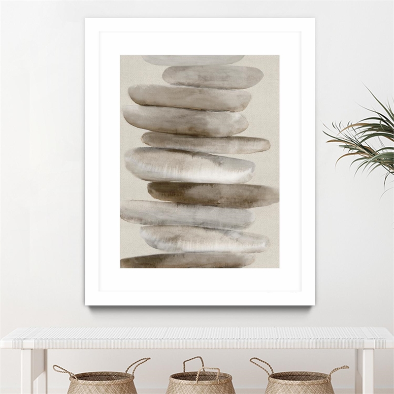 Giant Art 24x32 Stacked Rocks II Matted and Framed in Multi-Color