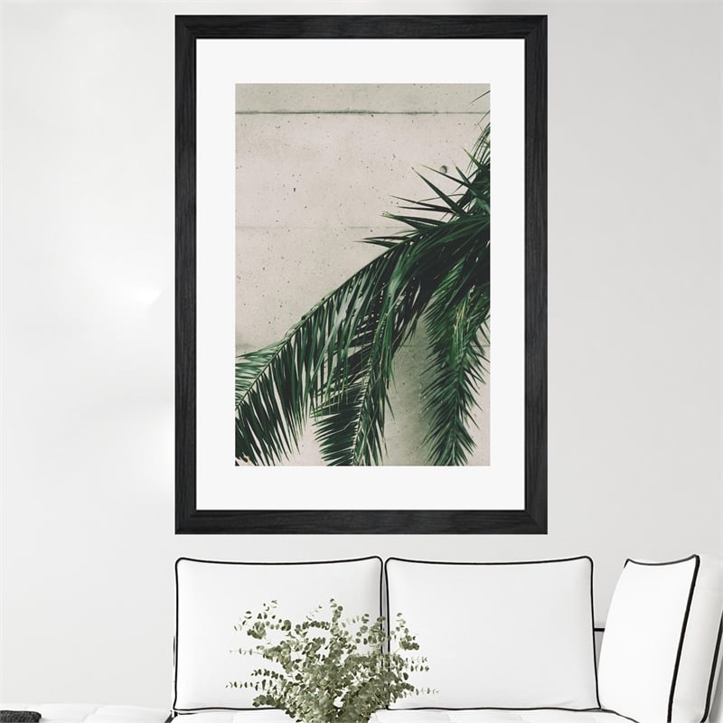 Giant Art 24x36 Tropical leaves Matted and Framed in Green