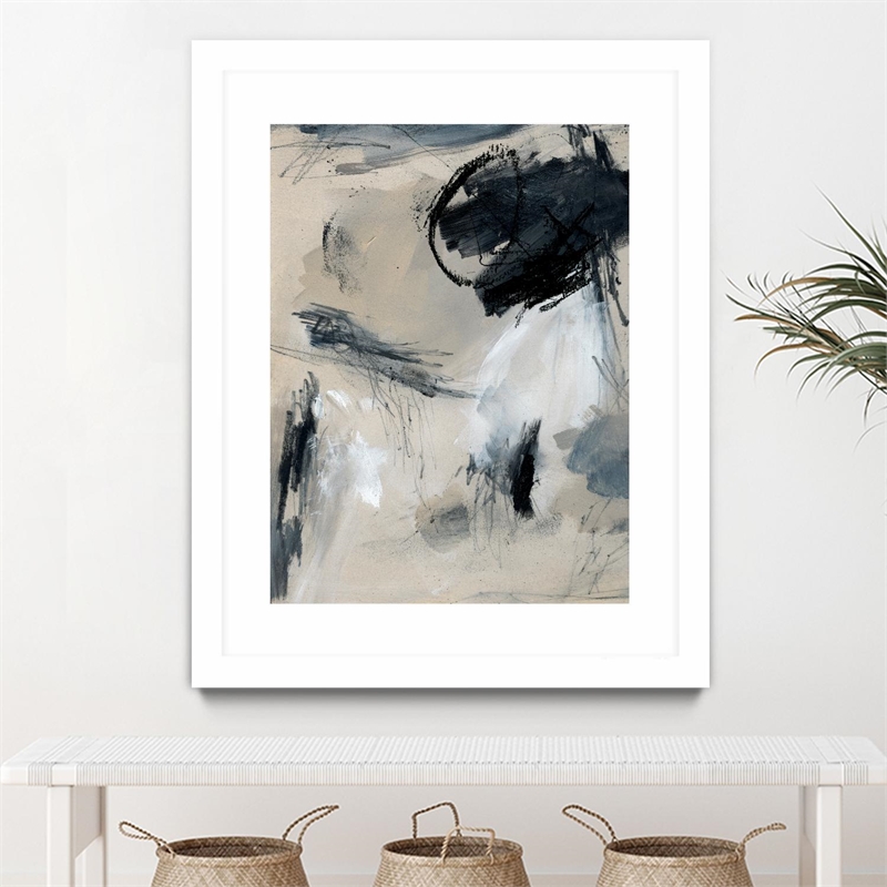 Giant Art 30x40 Scribble Abstract I Matted and Framed in Multi-Color