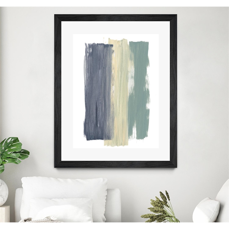 Giant Art 30x40 Striped Abstract Matted and Framed in Multi-Color
