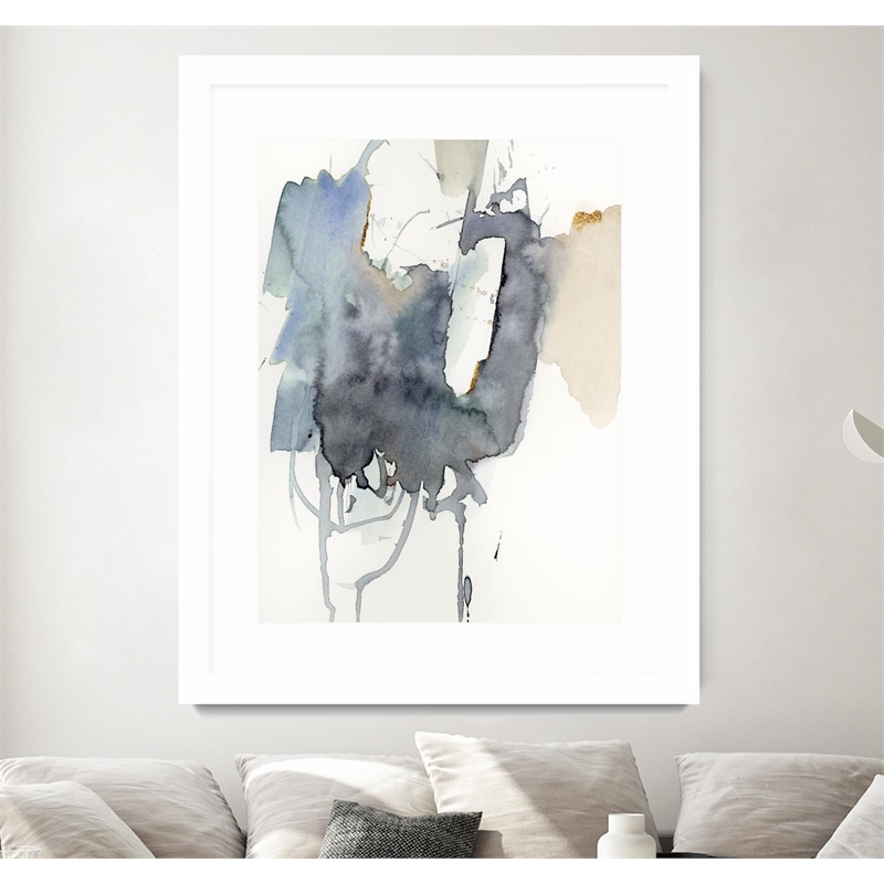 Giant Art 30x40 Indigo Splatter I Matted and Framed in White