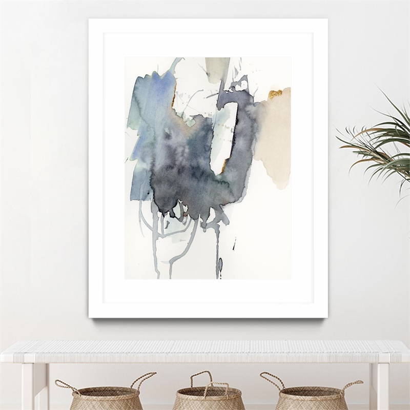 Giant Art 30x40 Indigo Splatter I Matted and Framed in White