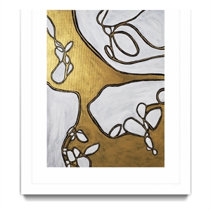 Giant Art 30x40 Mocha Latte -Gold - 1 Matted and Framed in White