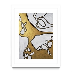 Giant Art 24x32 Mocha Latte -Gold - 1 Matted and Framed in White