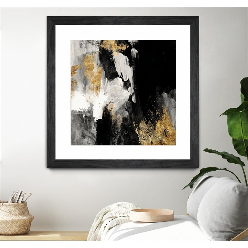Giant Art 36x36 Neutral Gold Collage III Matted and Framed in Multi-Color